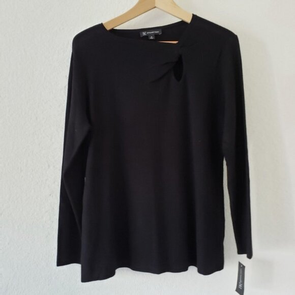 NWT - I.N.C. Twist-Front Black Long-Sleeve Sweater - Size L - Picture 2 of 3